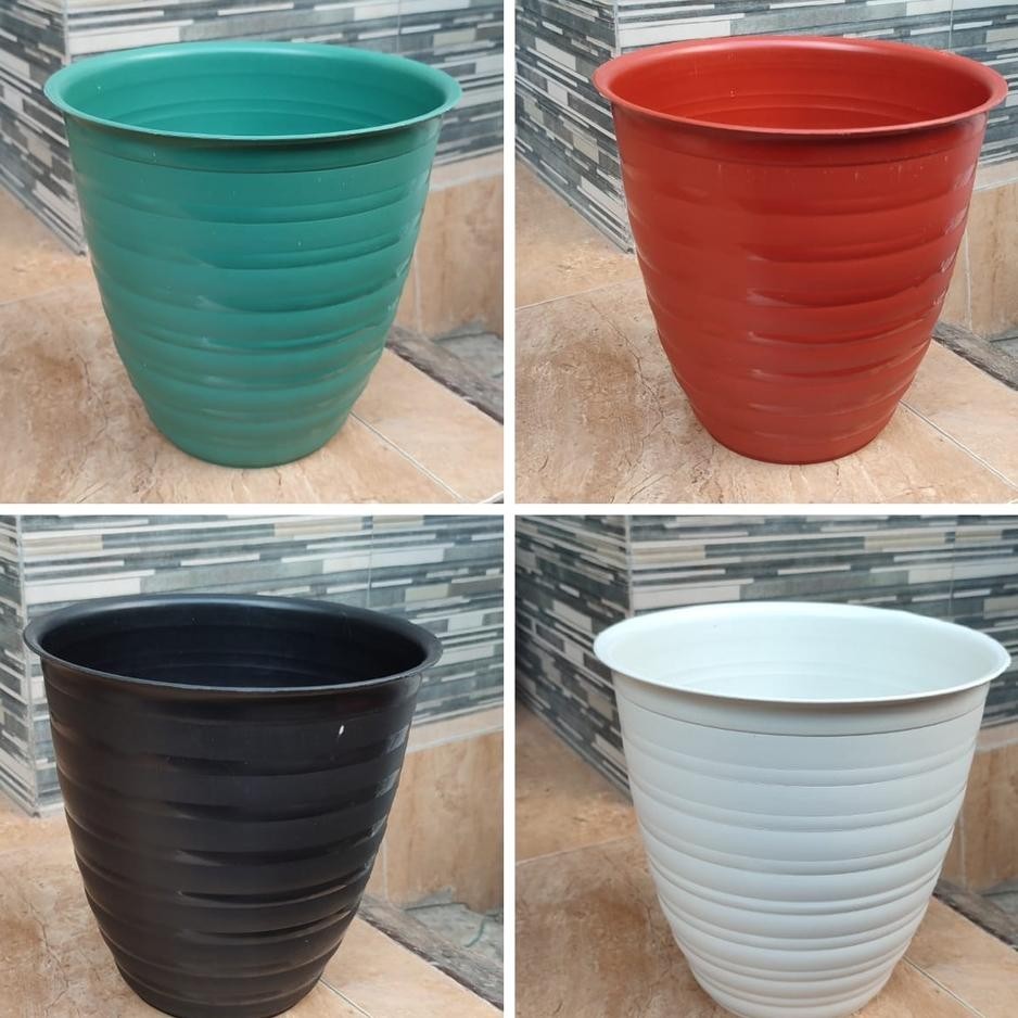 Pot Tirus Ukuran 24 cm &amp; 30 isi 5 pcs Pot Bunga Pot Tanaman Pot Bunga Plastik Putih Pot Bunga Plastik Lusinan