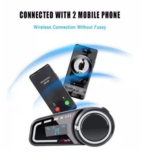 Helm - Maxto M2C Intercom Bluetooth Helm 6 Rider Party Radio Fm Original
