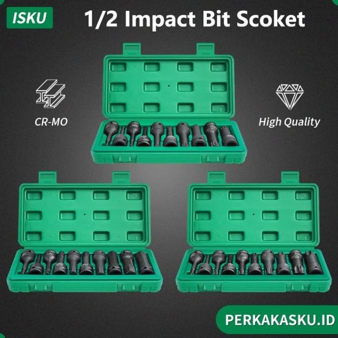 ISKU Mata Shock 10 Pcs Impact Kunci Sok Hex Star Spline Torx Bintang