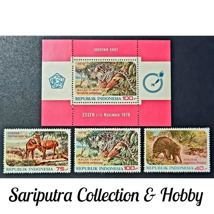

TERMURAH Prangko Indonesia 1978, Margasatwa '78, 3v/c dan Souvenir Sheet, mint