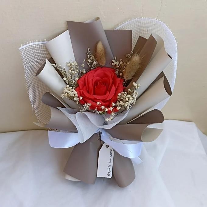 Berkualitas Buket Mawar Artificial Bunga Palsu untuk Kado Cewek ~