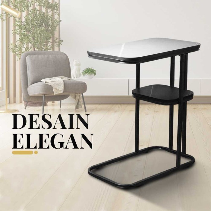 Meja Sofa Side Table Marbel European Style Double Layer