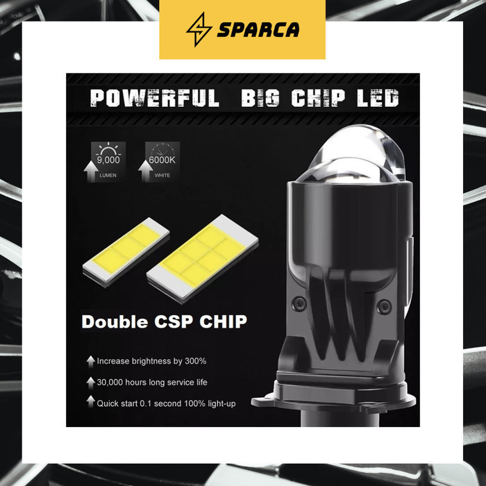 [SPARCA] Lampu LED VINYX V9 Pro 45W Projie H4 Mini Projector Lensa