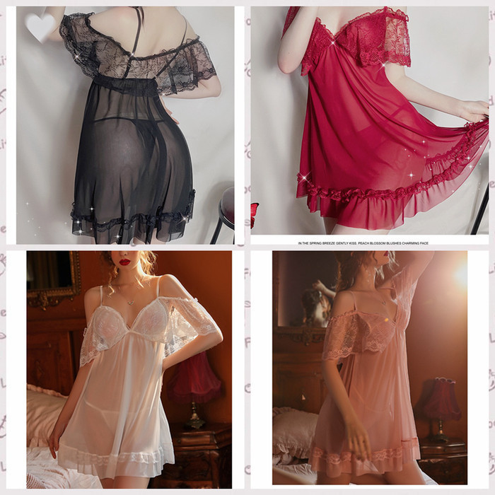 SET PIYAMA WANITA SEXY LINGERIE SLING LACE SIZE BESAR BAJU TIDUR A505 PRODUK KUALITAS BERKELAS 