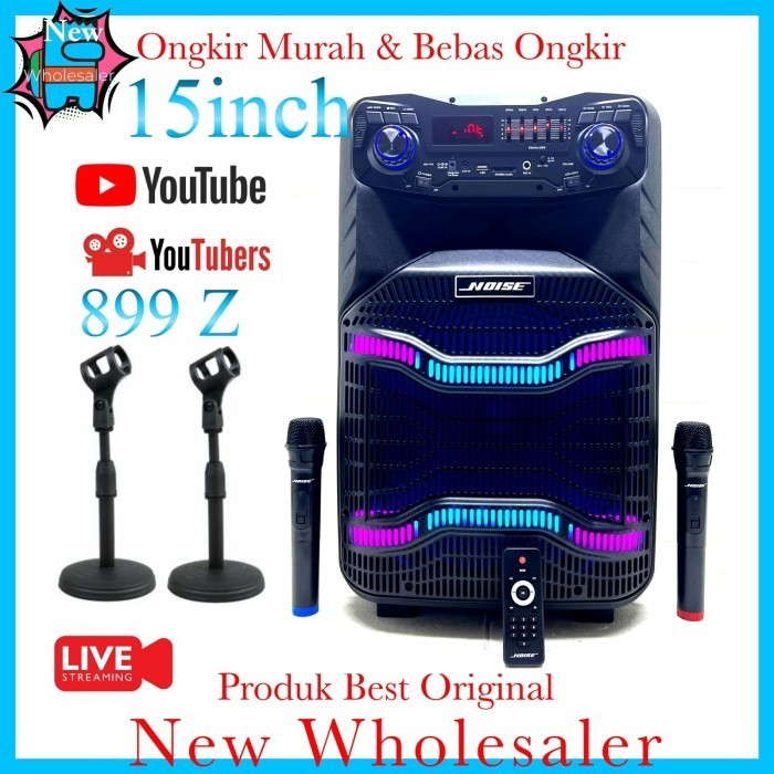 SPEAKER 15 INCH PORTABLE ACTIVE MIC WIRELESS NOISE 889Z ORIGINAL SOUND