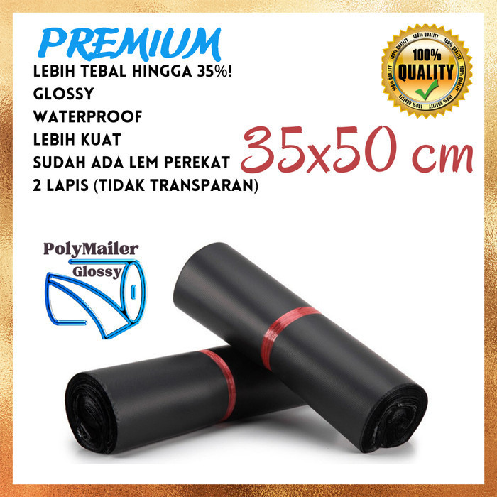 

Plastik Polymailer Packaging 35cm X 50cm Hitam - Polimailer Bellvin Store