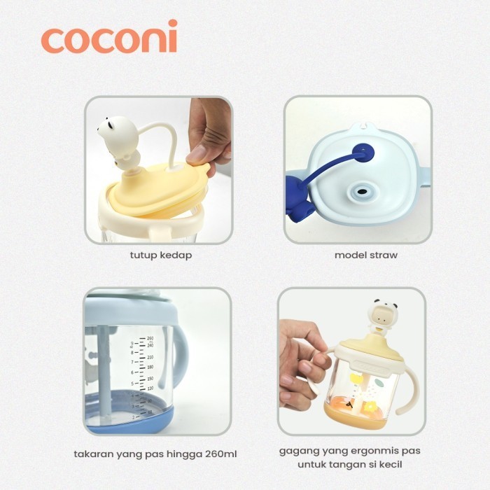 COCONI Sip' n Grow Tumbler 260ml Sippy Cup Gelas Susu Anak Sedotan -fo3