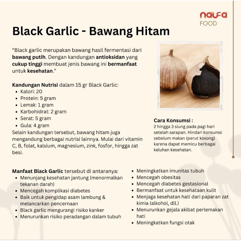 

Medium Naufa Food Bla Garlic Bawang Hitam Tunggal 250G