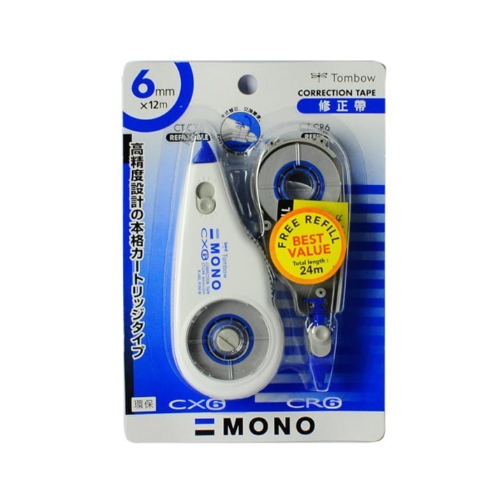 

MONO CORRECTION TAPE CT-CX6CR6 6mmX12m FREE REFILL TOMBOW JAPAN -fo3