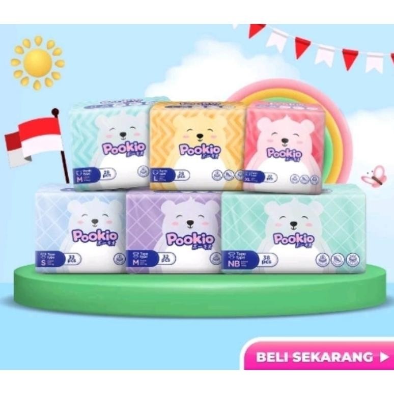 "Tawaran Khusus" POOKIO ||  diapers Bayi Anak Balita TAPE PEREKAT NEW BORN NB 38 / S 32 / M 32 / CEL