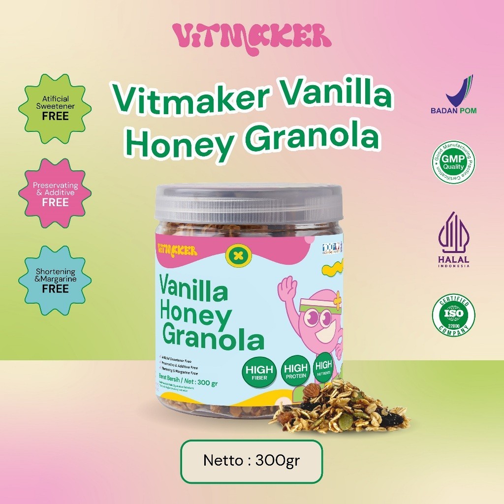 

Vitmaker Vanilla Honey Granola Sna Oatmeal Sehat Tinggi Serat