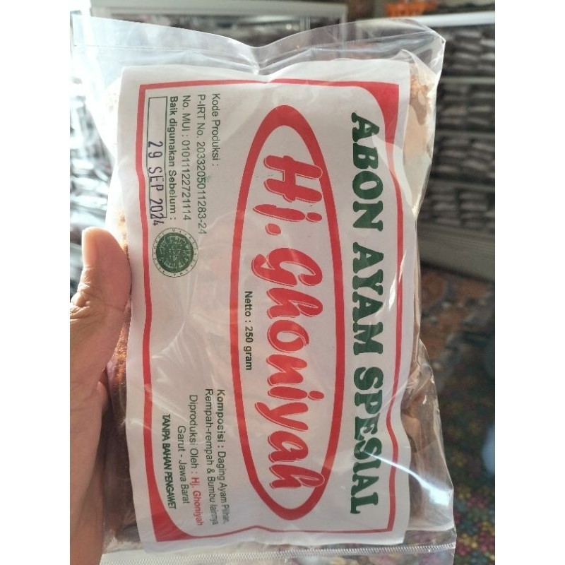 

Abon Hj Ghoniyah 250 Gram Exp Agustus 2024 .Sg Dari Pabriknya Langsung Ya