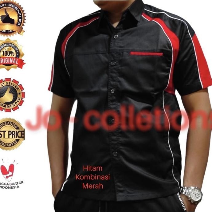 Kemeja Seragam/Kerja PDL/Lapangan/Hitam Komb Kuning/S,M,LXL