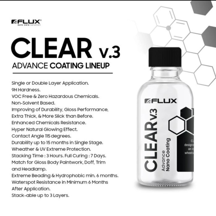 COATING MOBIL MOTOR FLUX CLEAR V3 NANO CERAMIC COATING TERBAIK - 50ML