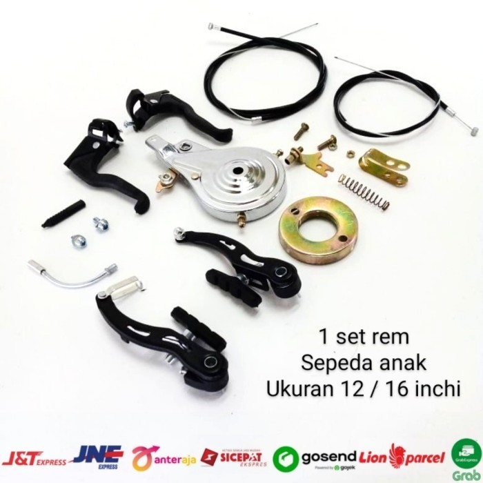 1 SET REM SEPEDA ANAK 12 / 16 INCHI HANDLE + TALI + TROMOL + V BRAKE