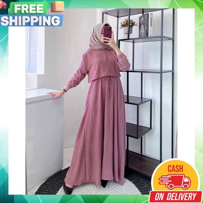 Gamis Jumbo Wanita Remaja Dewasa Import Kekinian Baju Gamis Terbaru2024 Bsju Games Lebaran Terbaru 2