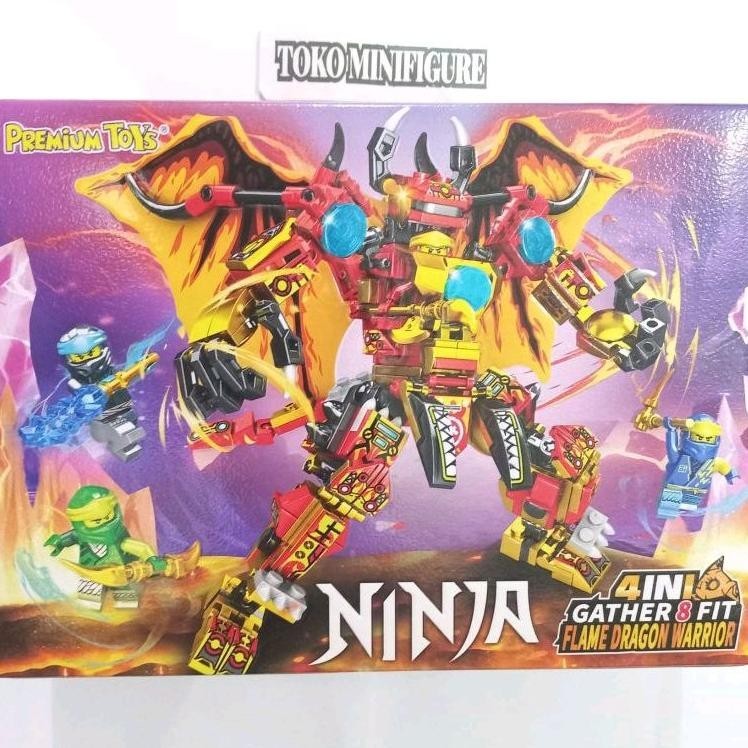 [MAINAN] MAINAN EDUKASI ANAK BRICKS ROBOT NINJA FLAME DRAGON WARRIOR SNAKE FIGURE NINJA KAI - JAY - 