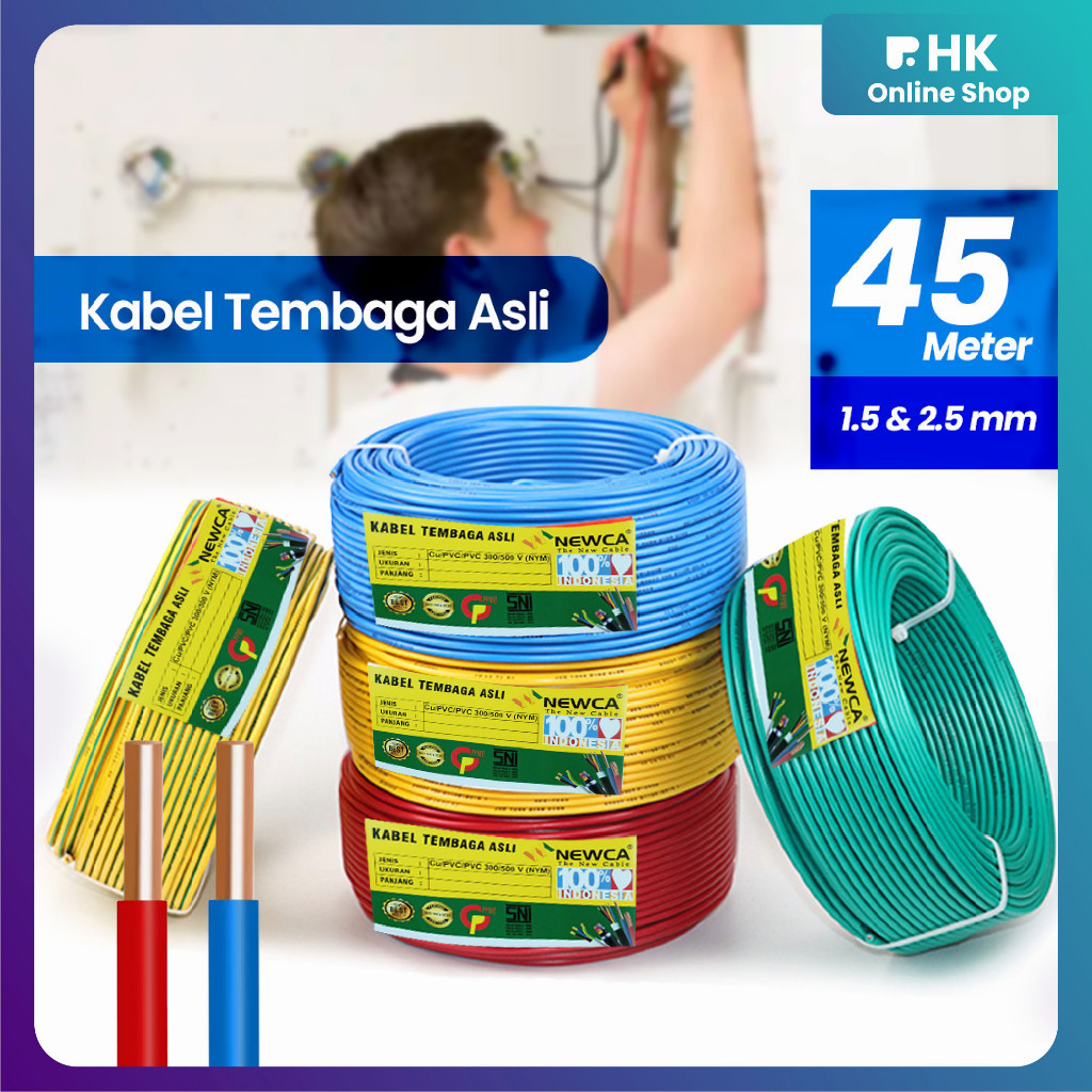 Kabel Listrik NYA NEWCA 1 x 1.5/1x2.5 Kabel Tembaga Murni 50 Yard Full
