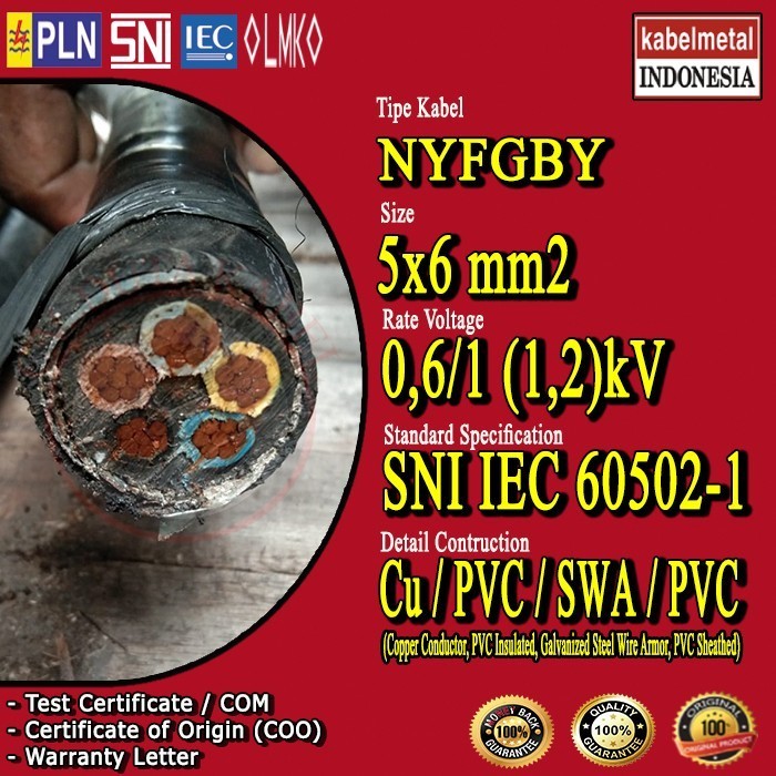Kabel NYFGBY 5x6 mm2 METAL /5 x 6 mm2/5x6mm2/5x6 mm/5x6mm/5 x 6 mm