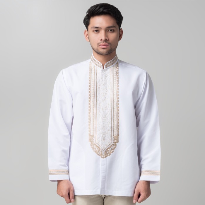 BRG BARU Benhill Taqwa Koko Bordir Pria Lengan Panjang Putih 2167-32107