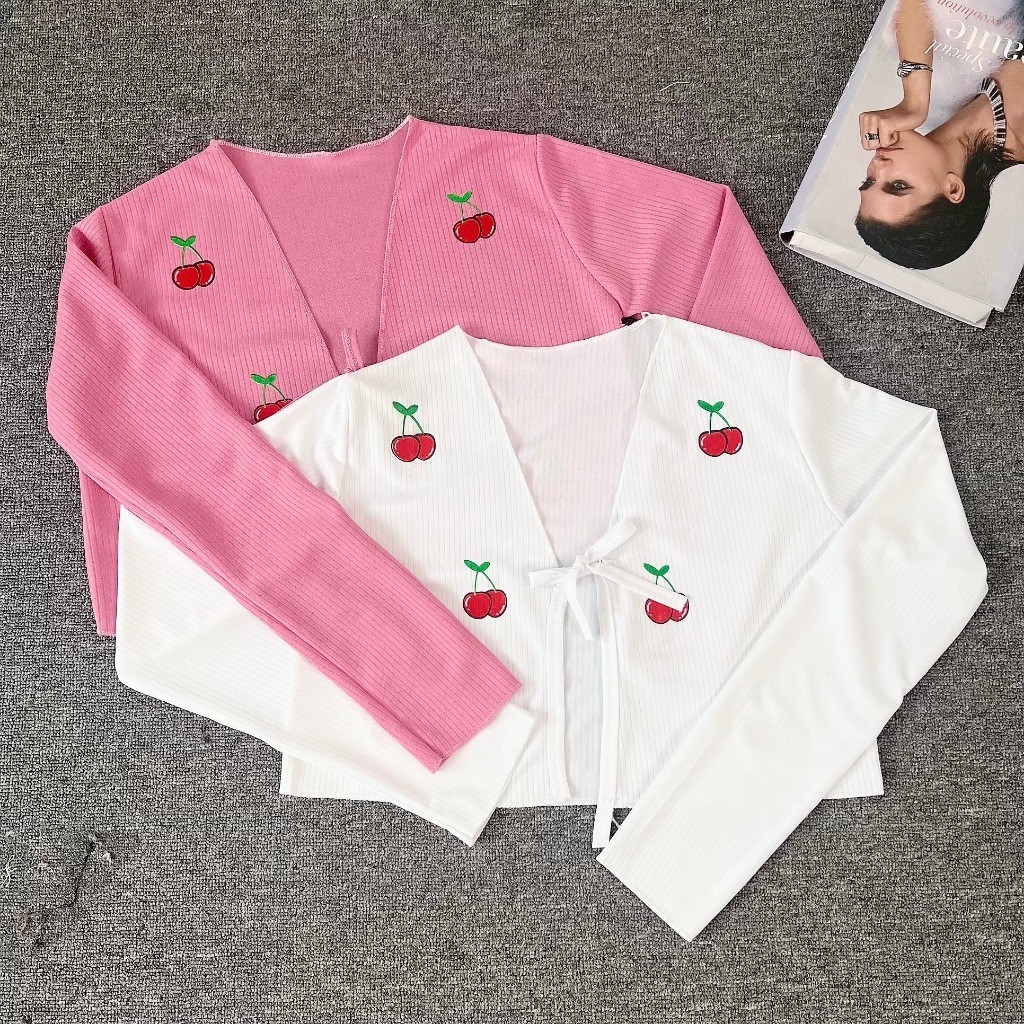 CHERRY Rib Knitted Cardigan Bahan RIB Fit LCherry RIB Knitted Cardigan (LD 88, P 35) CARDIGAN KOREA 