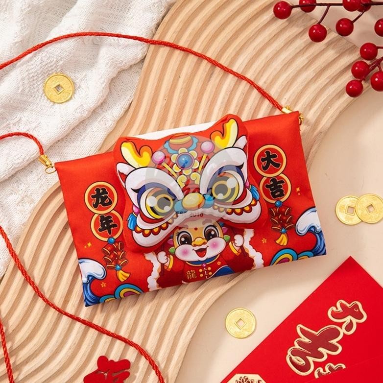 

CNY Tas Kain Naga Bunyi 2024 Dompet Angpao Dragon Tas Sempelang Red Pocket Hampers Imlek Sovenir Murah