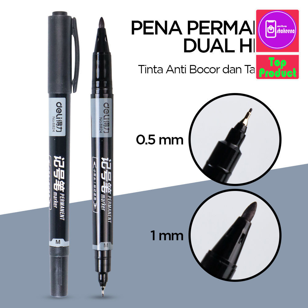 

SHMS Pena Permanen Dual Head Tip Pens Waterproof I5BK Black