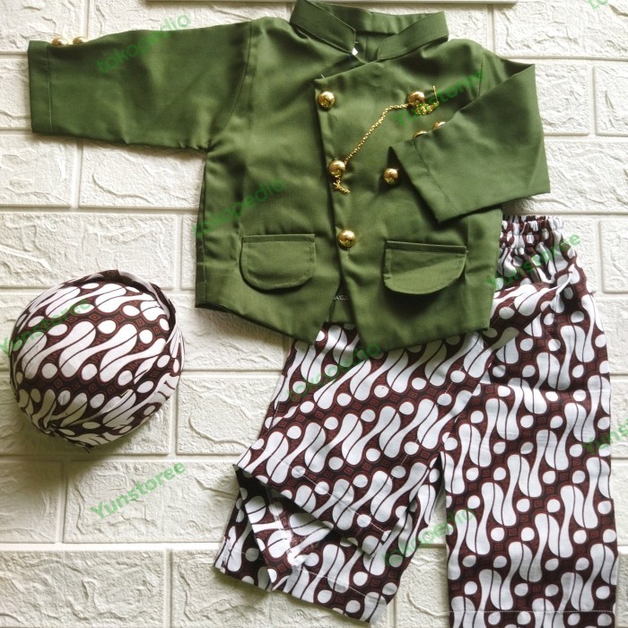 Setelan Beskap Jawa Gratis Blangkon Surjan Newborn Baju Adat Bayi