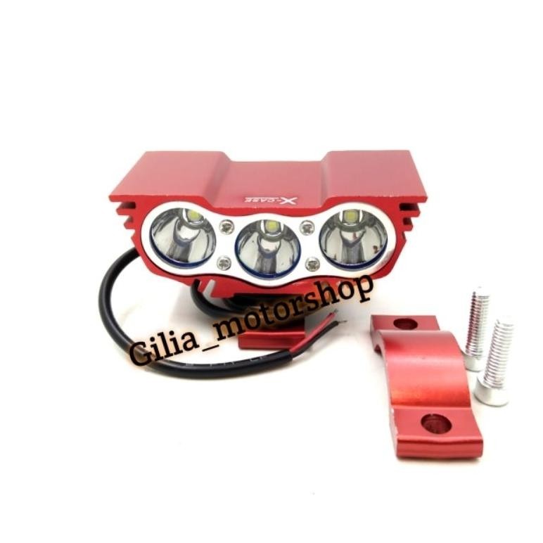 (AKSESORIS MOTOR) Lampu tembak OWL mata elang 3 mata 30 watt Led White & Yellow Universal Lampu Moto
