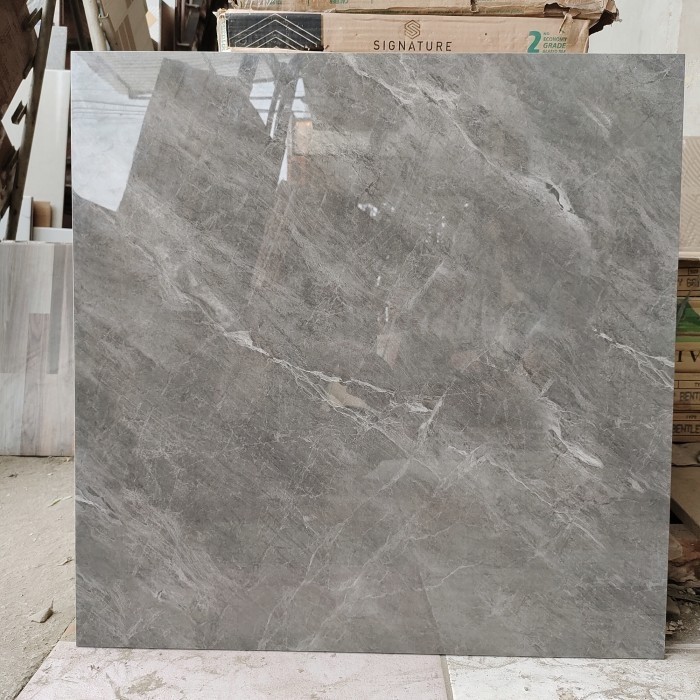 Terlaris Granit 60X60 Abu Motif Marmer (Super Glossy)/ Granit Lantai Abu Marmer Promo Terbaru
