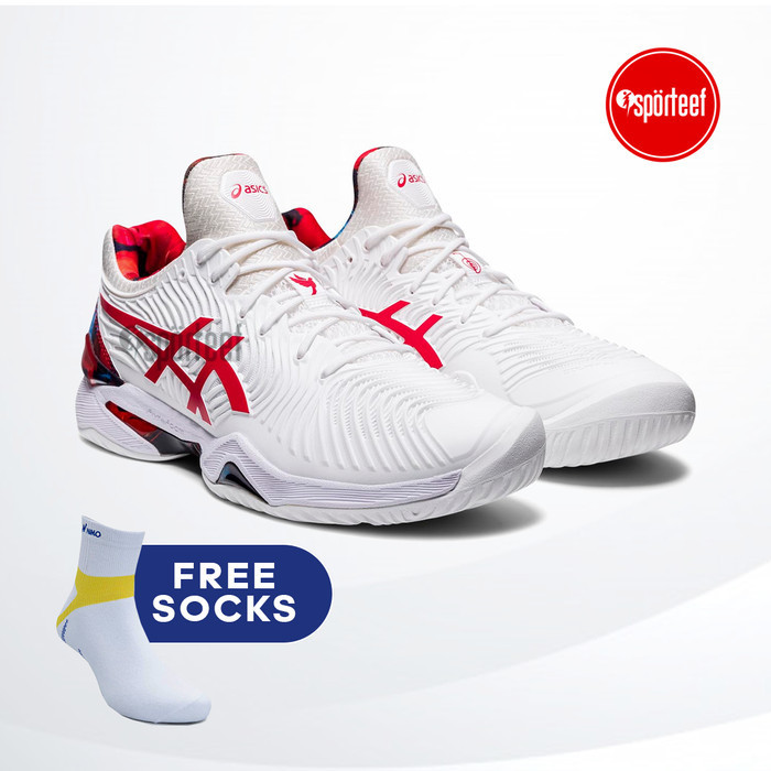 Asics Court Ff 2 White Classic Red Novak Djokovic Tennis Sepatu Tenis