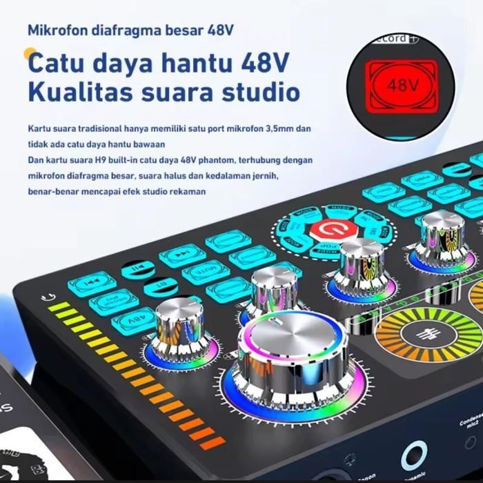 Soundcard Q7 Mixer Audio External Sound Card Live Phantom Power 48V