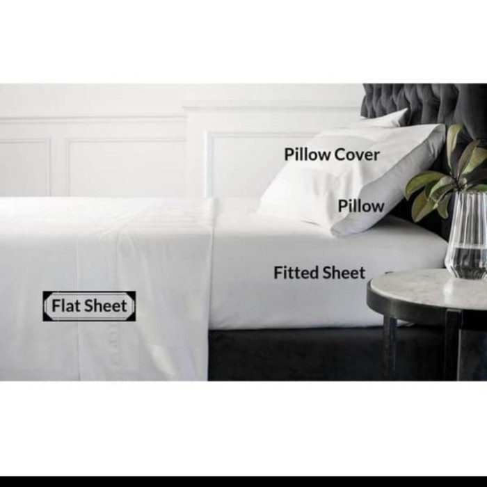 Fitted Sheet/ Sprei Aja Hotel Putih Microtex Linen Hotel Dengan Karet Ready