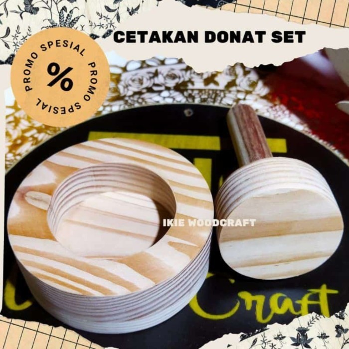 Terlaris Cetakan Donat Kayu / 1 Set Cetakan Donat Kayu / Cetakan Kue Donat Kayu Promo Terbaru