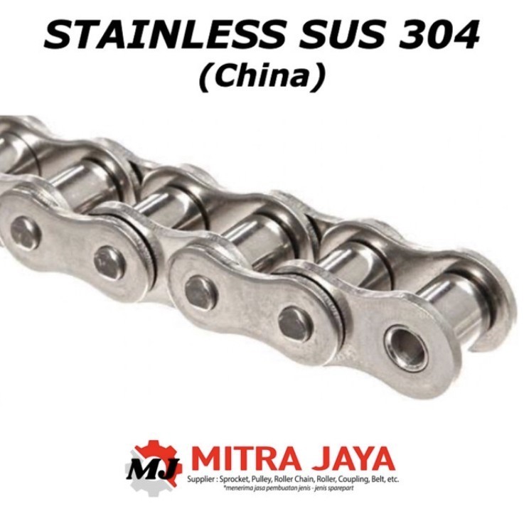 RANTAI SINGLE RS 40 - 1 STAINLESS STEEL SUS 304 ROLLER CHAIN SS RANTE