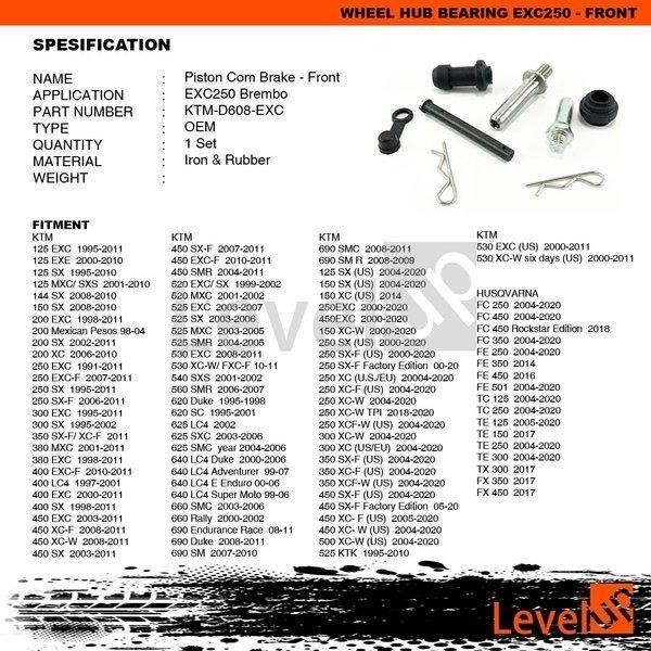 LEVEL UP KTM PISTON COM BRAKE FRONT BREMBO SEAL MASTER REM CAKRAM KTM