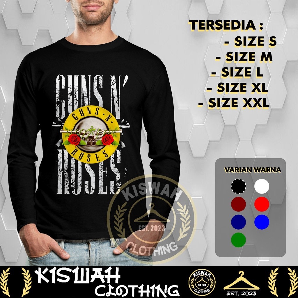 Kaos Tshirt Guns N Roses Logo Lengan Panjang Baju Distro