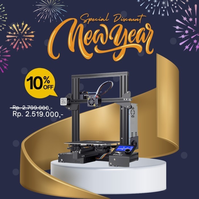 TERMURAH - Creality Ender 3 Versi Terbaru 3D Printer Prusa i3 Size Besar V-Slot
