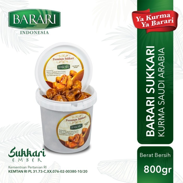 

Kurma - Kurma Barari Premium Sukkari 800Gr (Kemasan Ember Plastik)Saudi Arabia