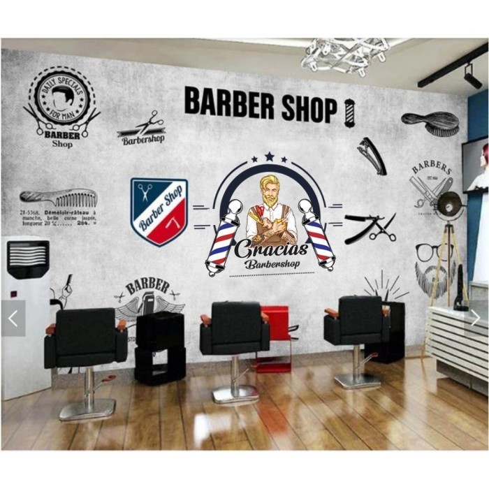 Terlaris Wallpaper 3D Wallpaper Custom Dinding Barbershop Potong Rambut Pria Promo Terbaru