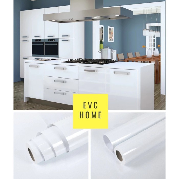 Terlaris Wallpaper Kitchen Set / Sticker Dapur Polos Putih Glossy Promo Terbaru