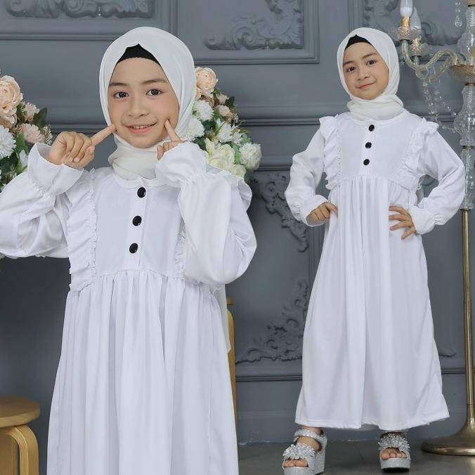 [ Fyerhop // ] Gamis Maryam - Gamis Dres Anak Warna Putih Pakaian Muslim Manasik Haji Limited Editio