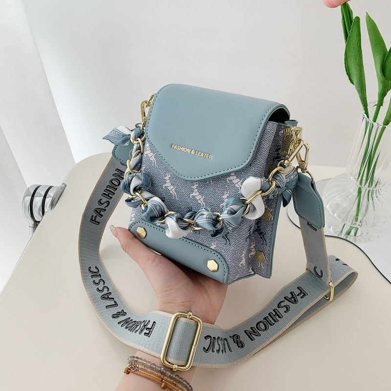 Tass Wanita2024Tas Ponsel Rantai, Tas Selempang Lebar Tali Bahu