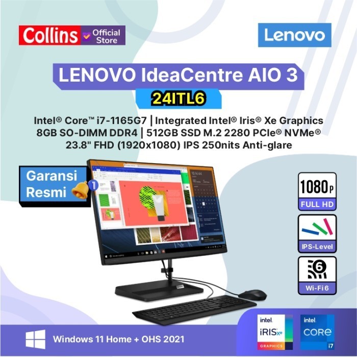 LENOVO IdeaCentre AIO 3 24ITL6 i7-1165G7 8GB 512GB 23.8" FHD W11 OHS