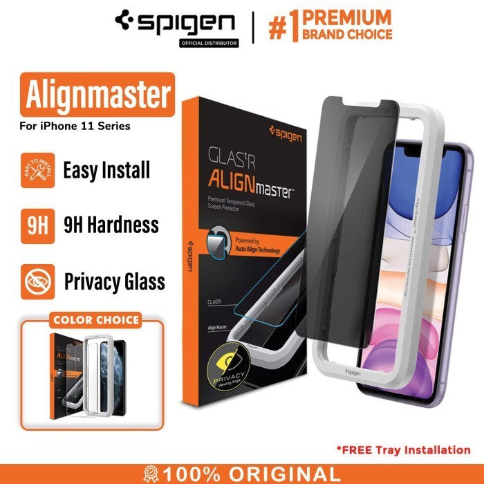 Tempered Glass iPhone 11 / Pro / Max / XS Max XS XR Spigen AlignMaster - 11 / XR, Privacy
