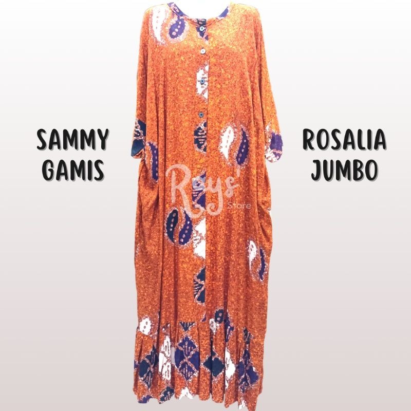 Gamis Sammy Rosalia Saku Jumbo Daster Batik Rempel Panjang
