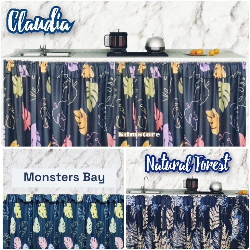 GORDEN KOLONG DAPUR CANTIK, BIRU NAVY. BAHAN KATUN