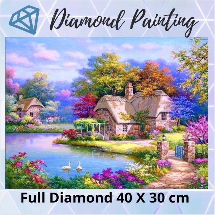 DIY DIAMOND PAINTING - LUKISAN BERLIAN PEMANDANGAN DESA FULL DIAMOND