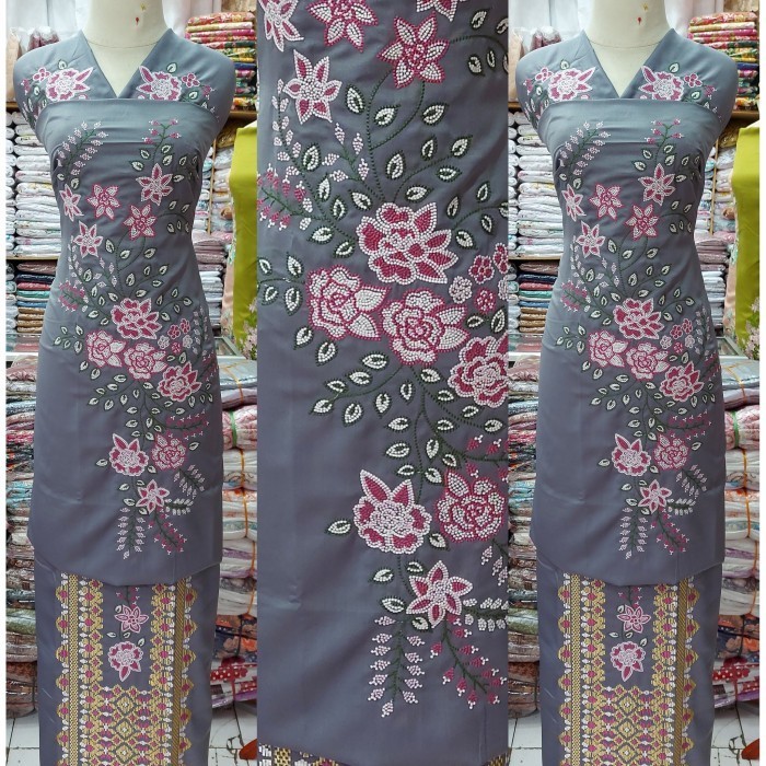 bahan baju kurung bordir kapalo songket samek khas bukittinggi, padang