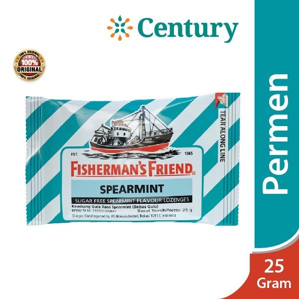 FISHERMAN'S SUGAR FREE SPEARMINT 25 GR / PERMEN PELEGA TENGGOROKAN / PERMEN PEREDA BATUK BEBAS GULA